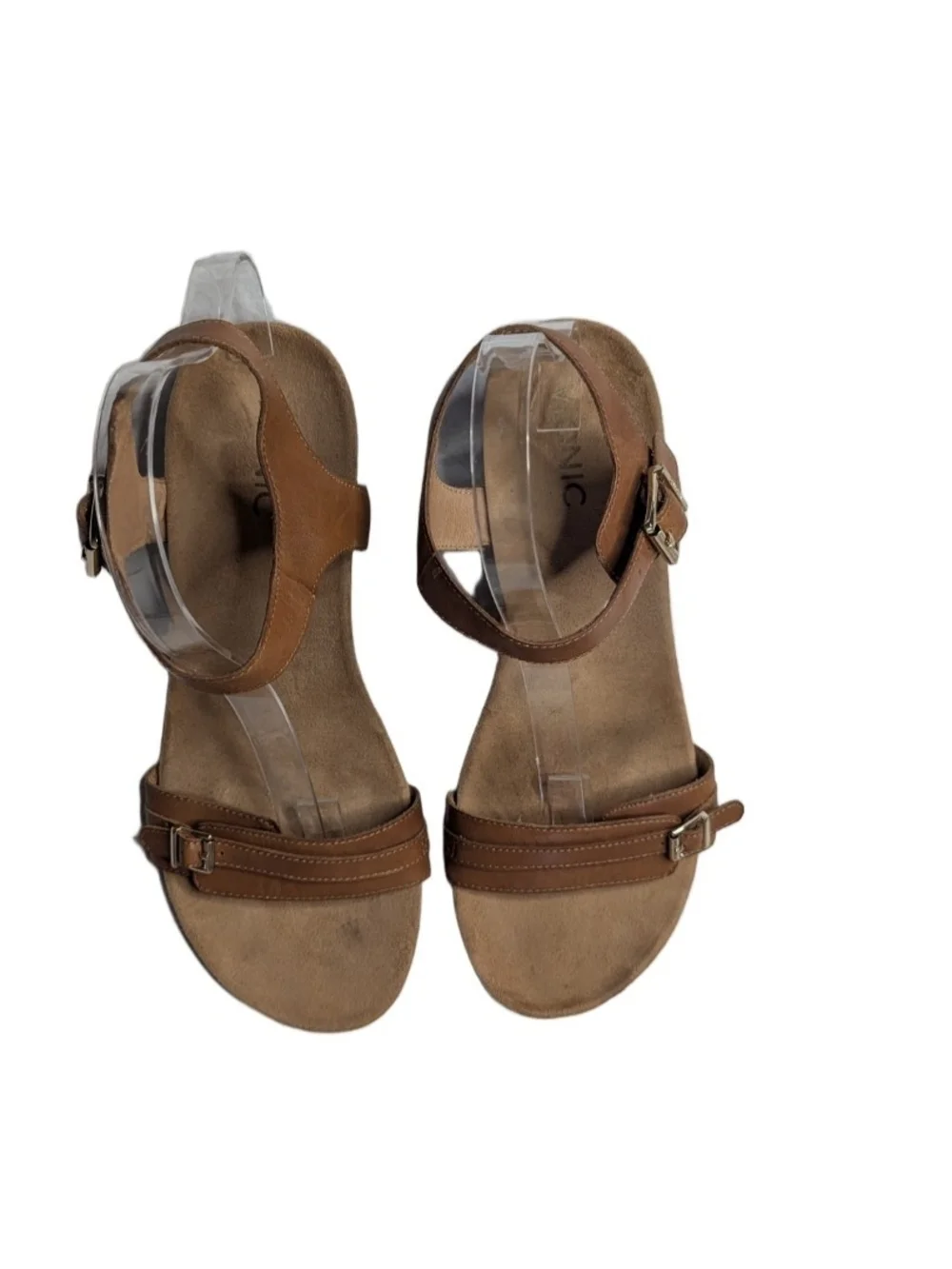 Vionic Noble Laurie Womens Brown Leather Buckle Strap Wedge Sandal Size 9.5